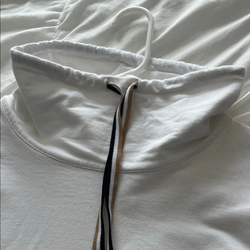 Talbots Classic White Cowl Neck Sweatshirt with drawstring size small